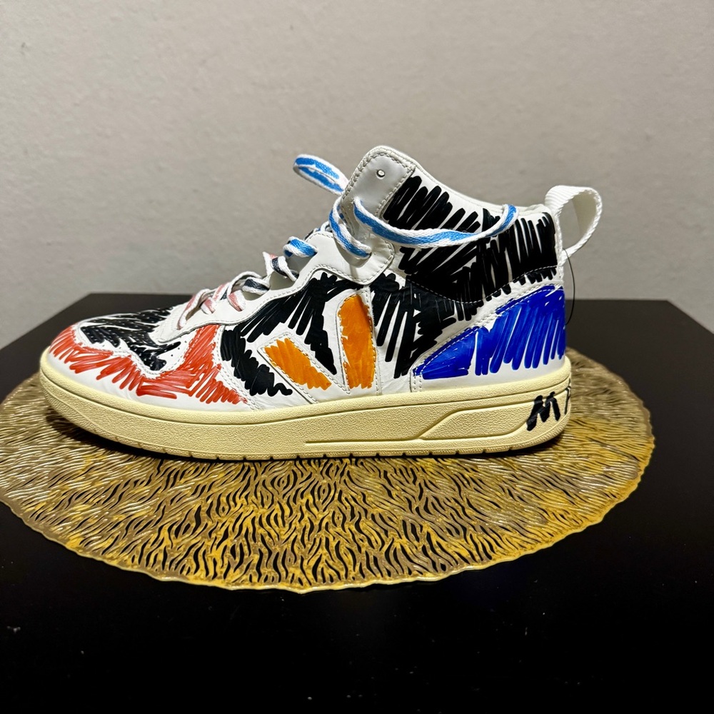 Men’s Marni x Veja High-Top Multicolored Scribble Sneakers - Like New - Picture 6 of 6